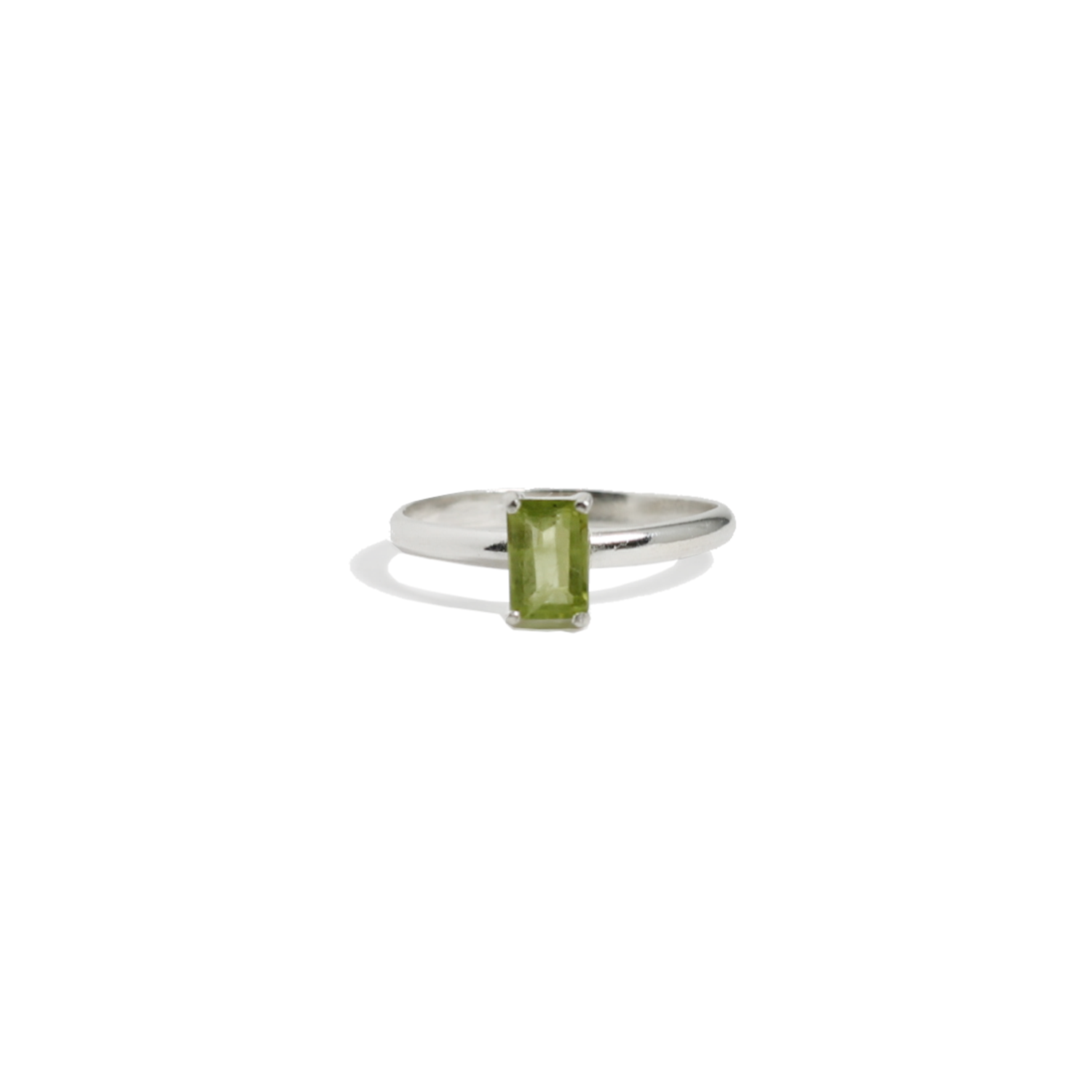Peridot Solitaire Silver Ring - RoshelLuxe.com