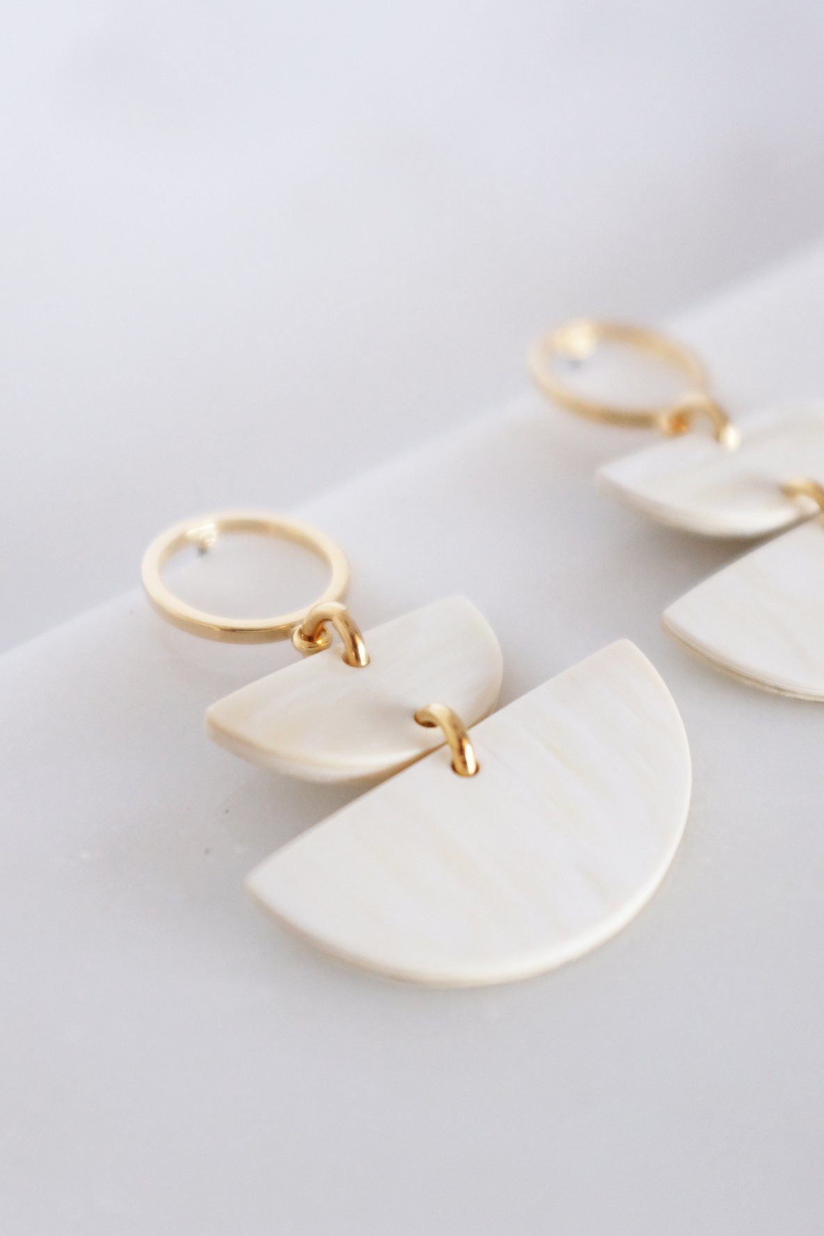 Saigon II Geo Buffalo Horn Post Dangle Earrings - RoshelLuxe.com