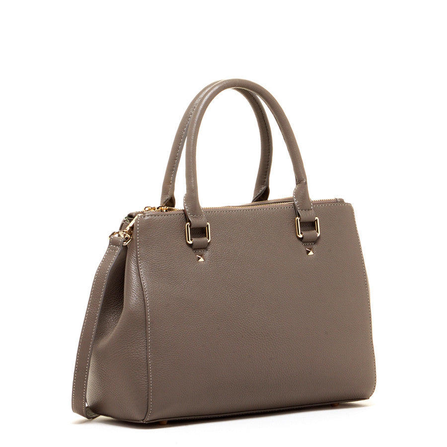 Leather Gray Satchel Bag - RoshelLuxe.com