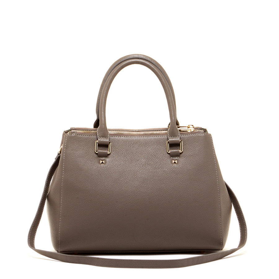 Leather Gray Satchel Bag - RoshelLuxe.com