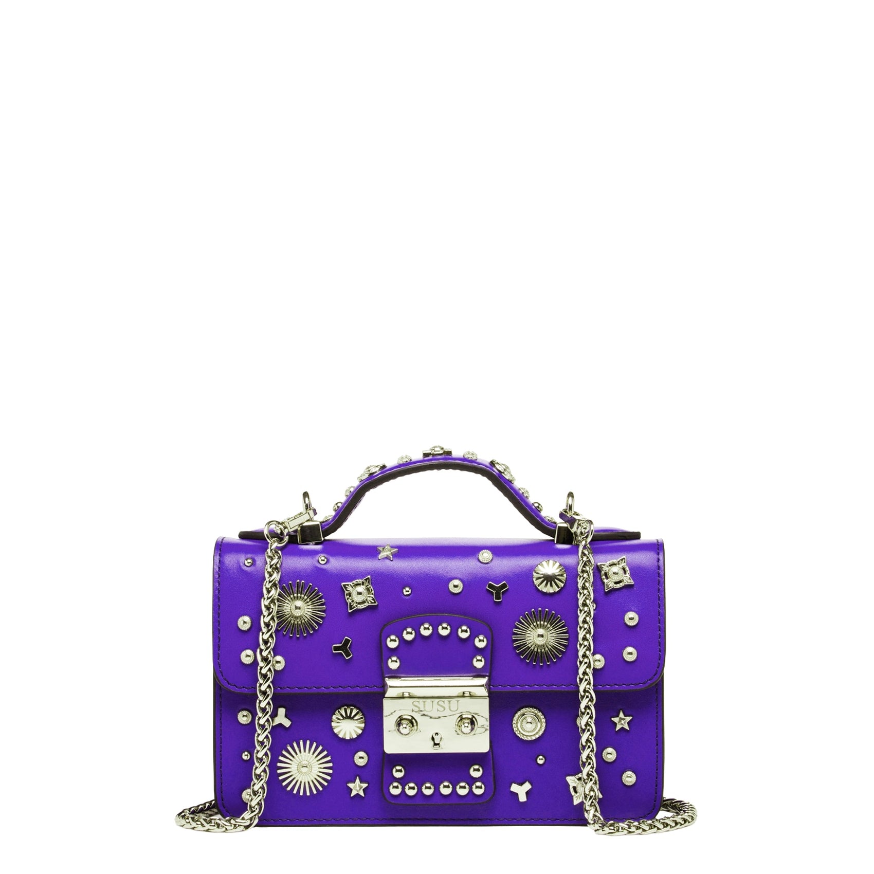 Studded Small Leather Crossbody Bag Royal Blue Purse  Women's Handbag - RoshelLuxe.com