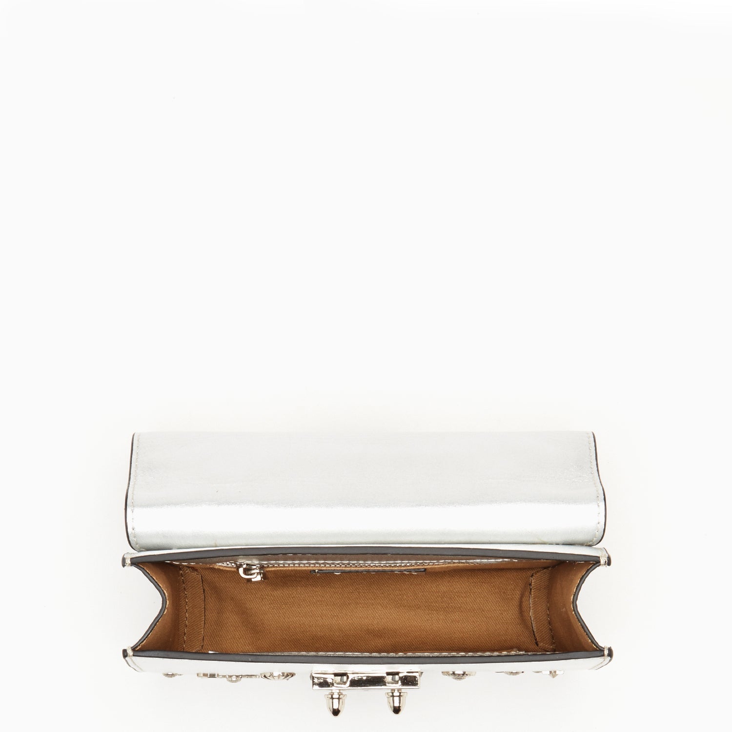 Small Leather Crossbody Bag Studded Silver Purse - RoshelLuxe.com