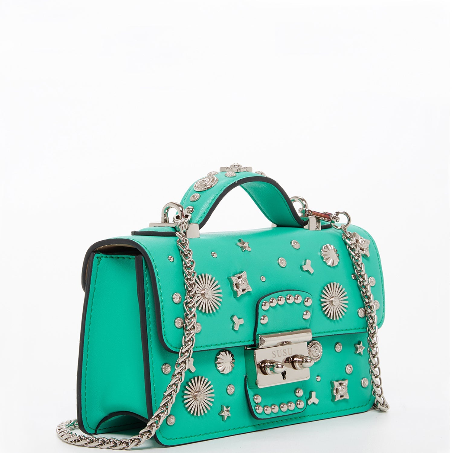 Small Leather Crossbody Bag Green Purse - RoshelLuxe.com