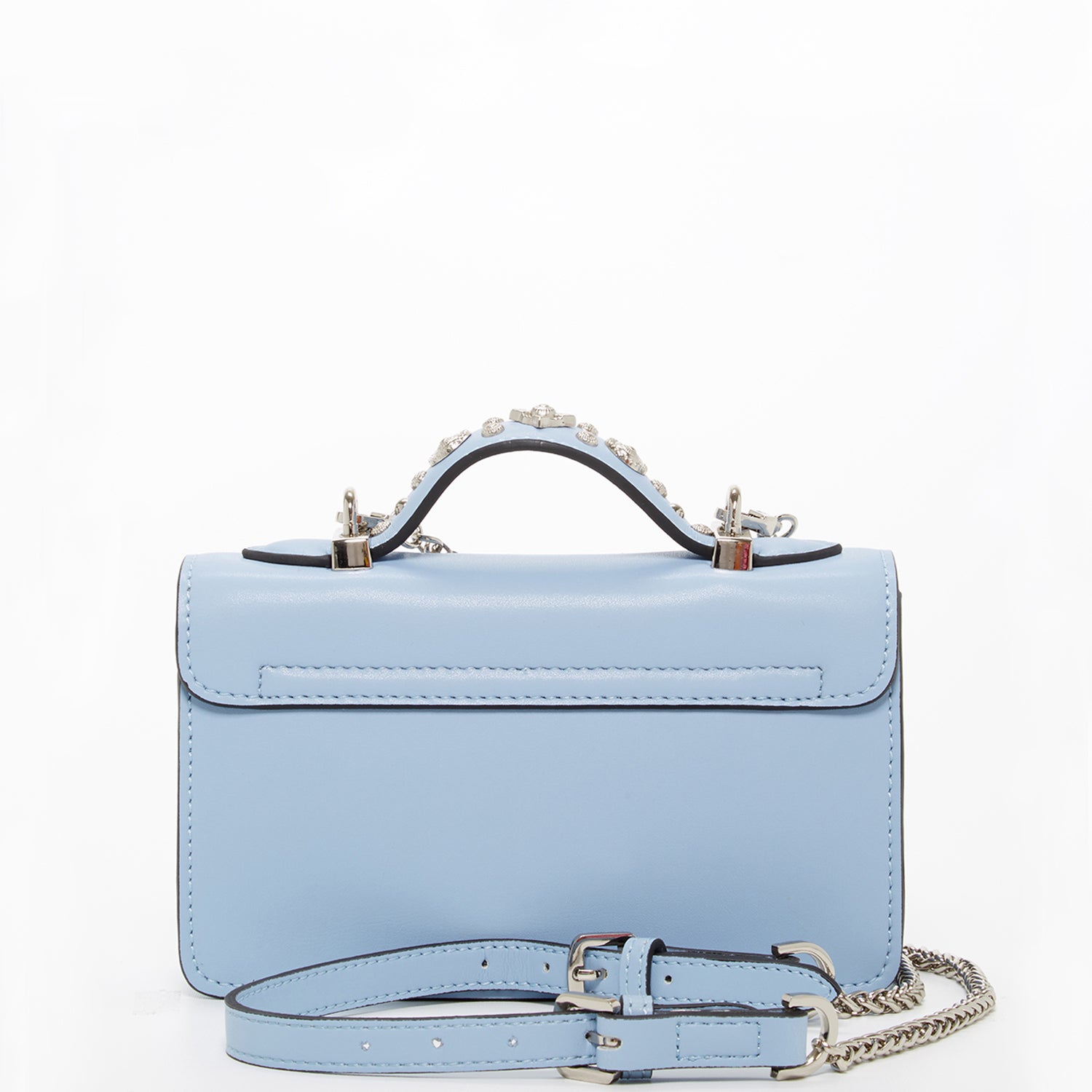 Small Leather Crossbody Bag Sky Blue Purse Studded Baby Blue Women's Handbag