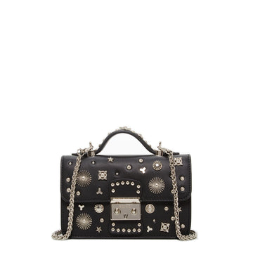 Studded Small Leather Crossbody Bag Black Purse