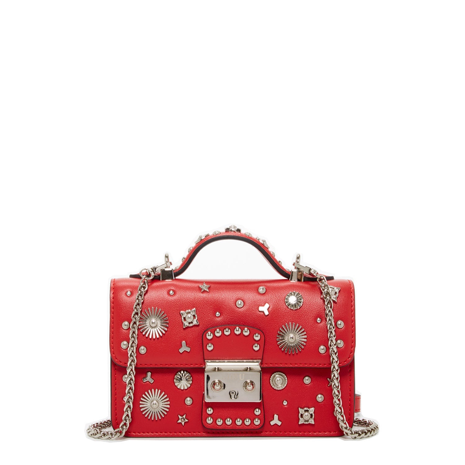 Studded Small Leather Crossbody Bag Red Purse - RoshelLuxe.com