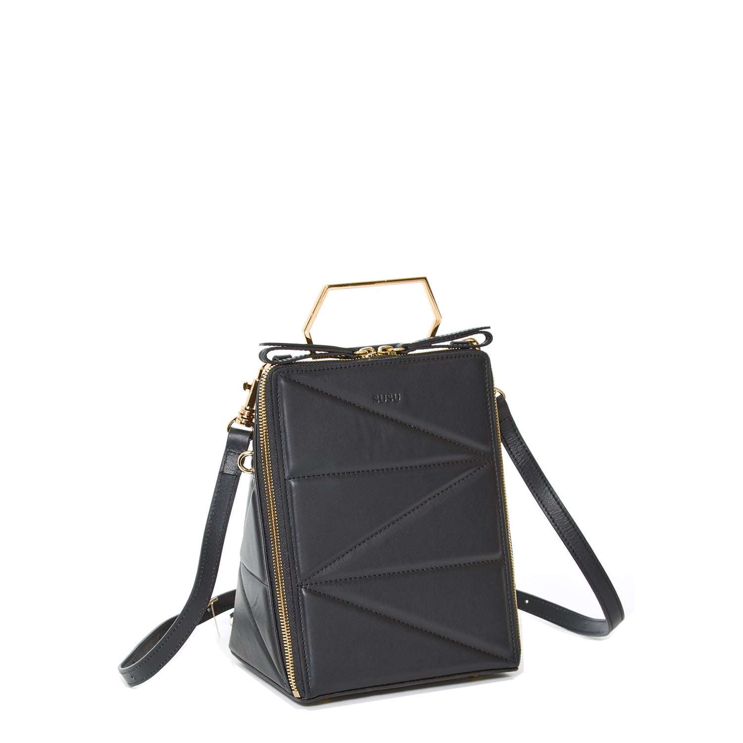 Black Leather Backpack Purse for Women Unique Convertible Crossbody Bag - RoshelLuxe.com