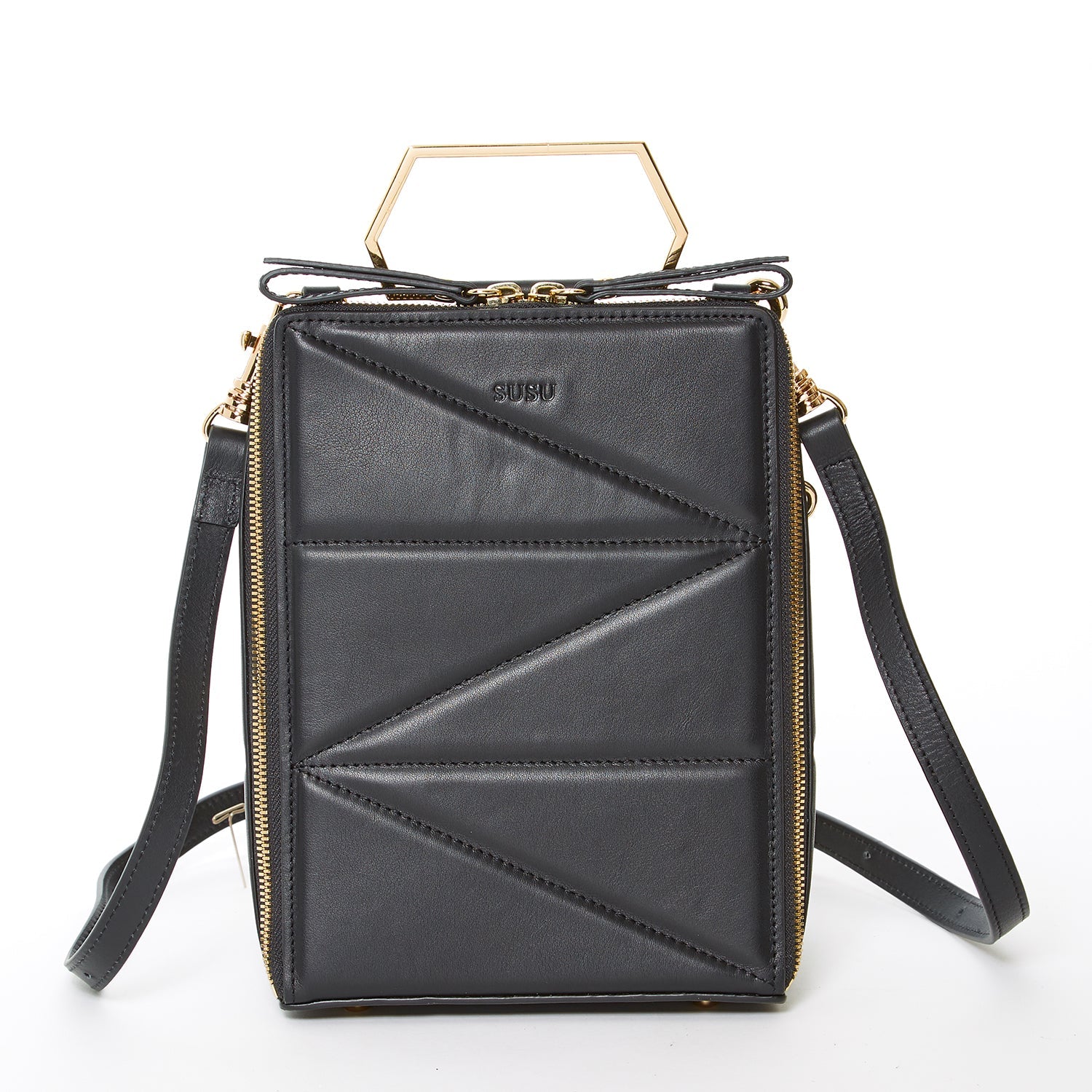 Black Leather Backpack Purse for Women Unique Convertible Crossbody Bag - RoshelLuxe.com
