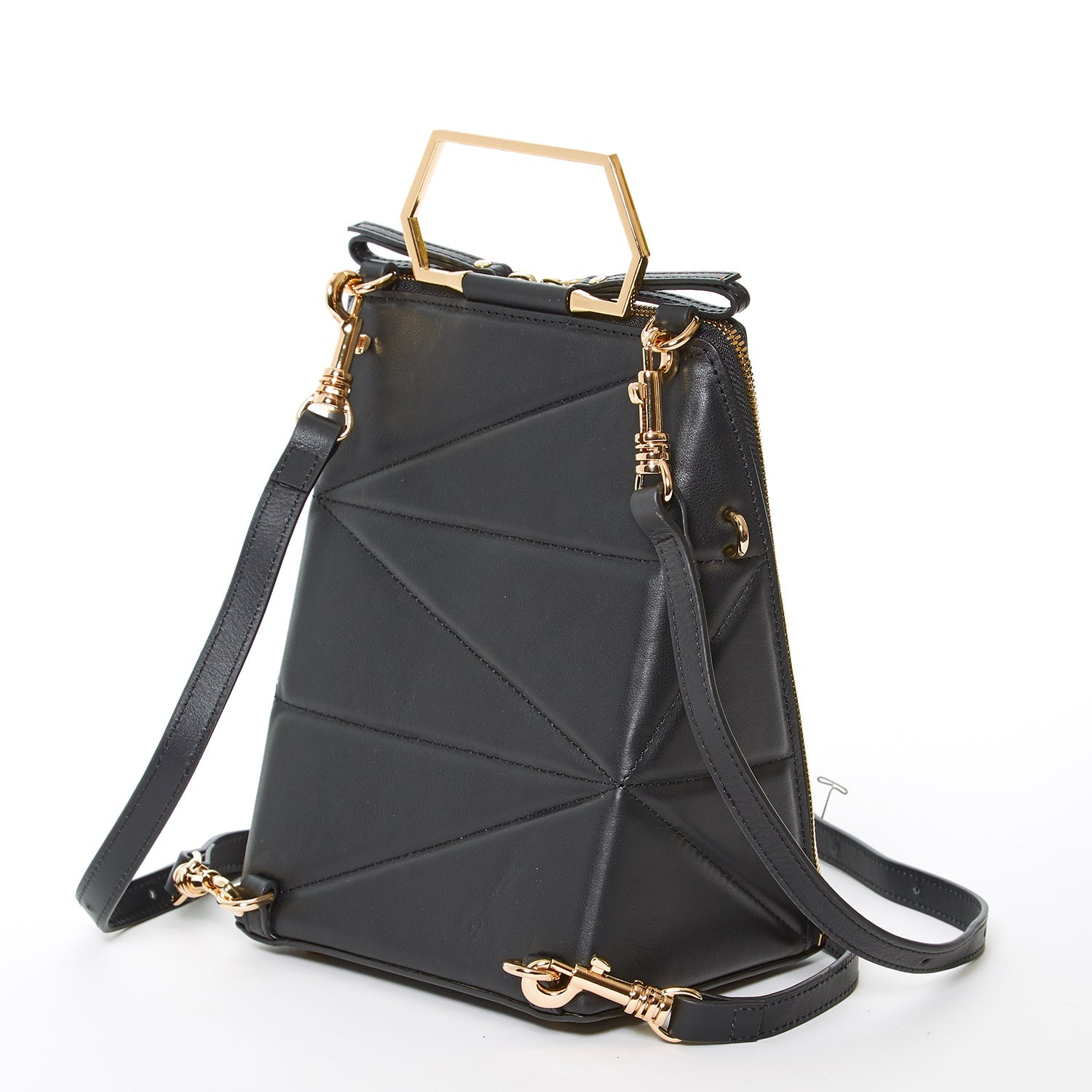 Black Leather Backpack Purse for Women Unique Convertible Crossbody Bag - RoshelLuxe.com