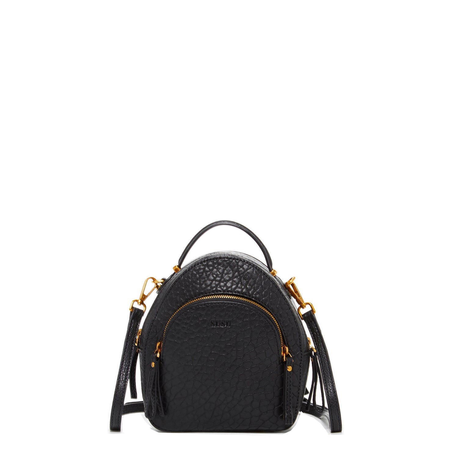 Small Black Leather Backpack Purse for Women Convertible Crossbody Bag - RoshelLuxe.com