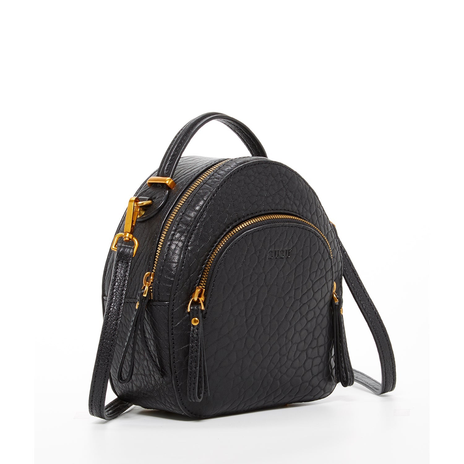 Small Black Leather Backpack Purse for Women Convertible Crossbody Bag - RoshelLuxe.com