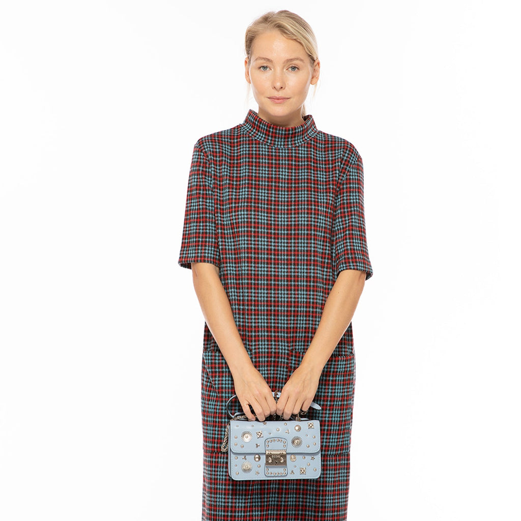 Small Leather Crossbody Bag Sky Blue Purse Studded Baby Blue Women's Handbag