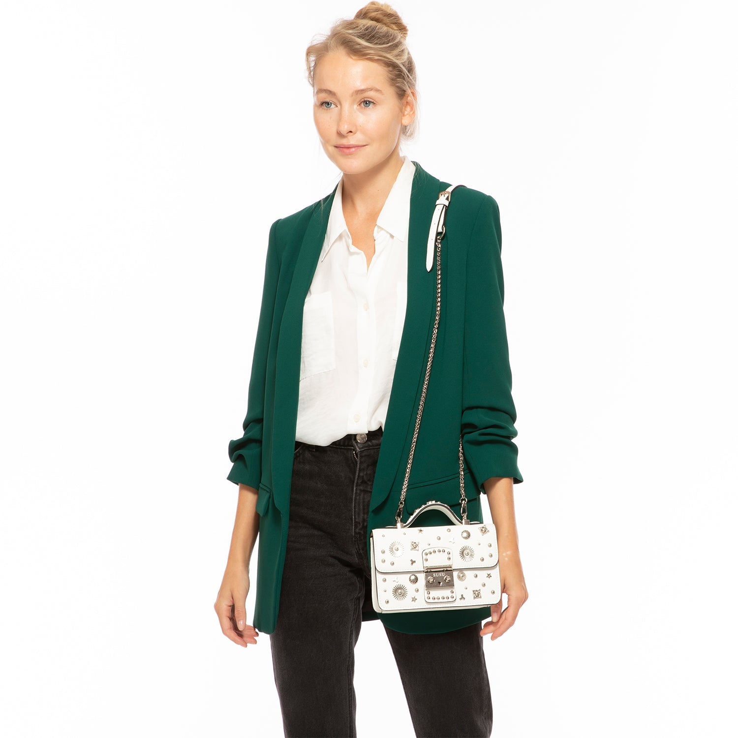 White Purse Small Leather Crossbody Bag - RoshelLuxe.com