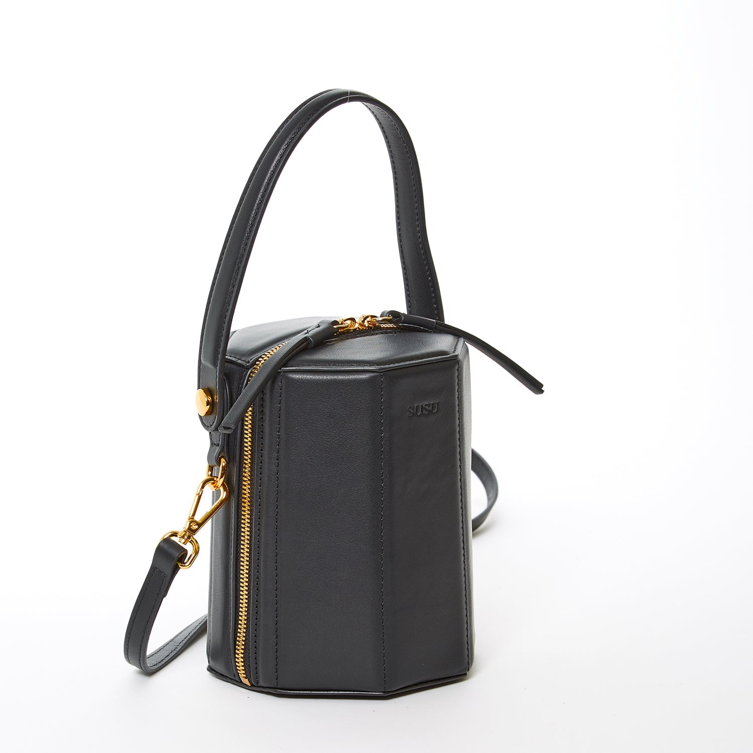 Black Purse Leather Bucket Bag Small Crossbody Purse Women's Handbag - RoshelLuxe.com