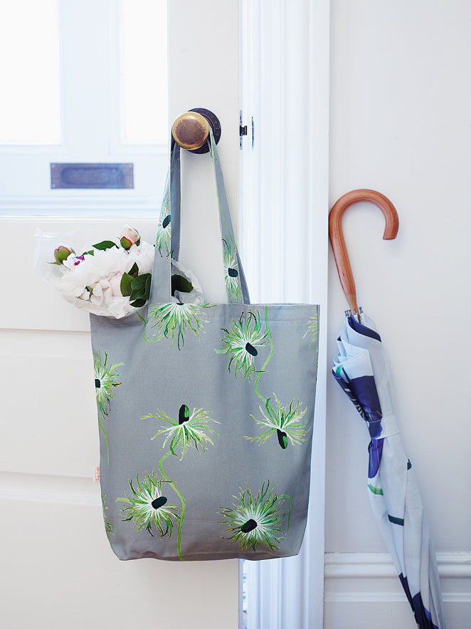 Tote Bag: Thistle on Grey - RoshelLuxe.com
