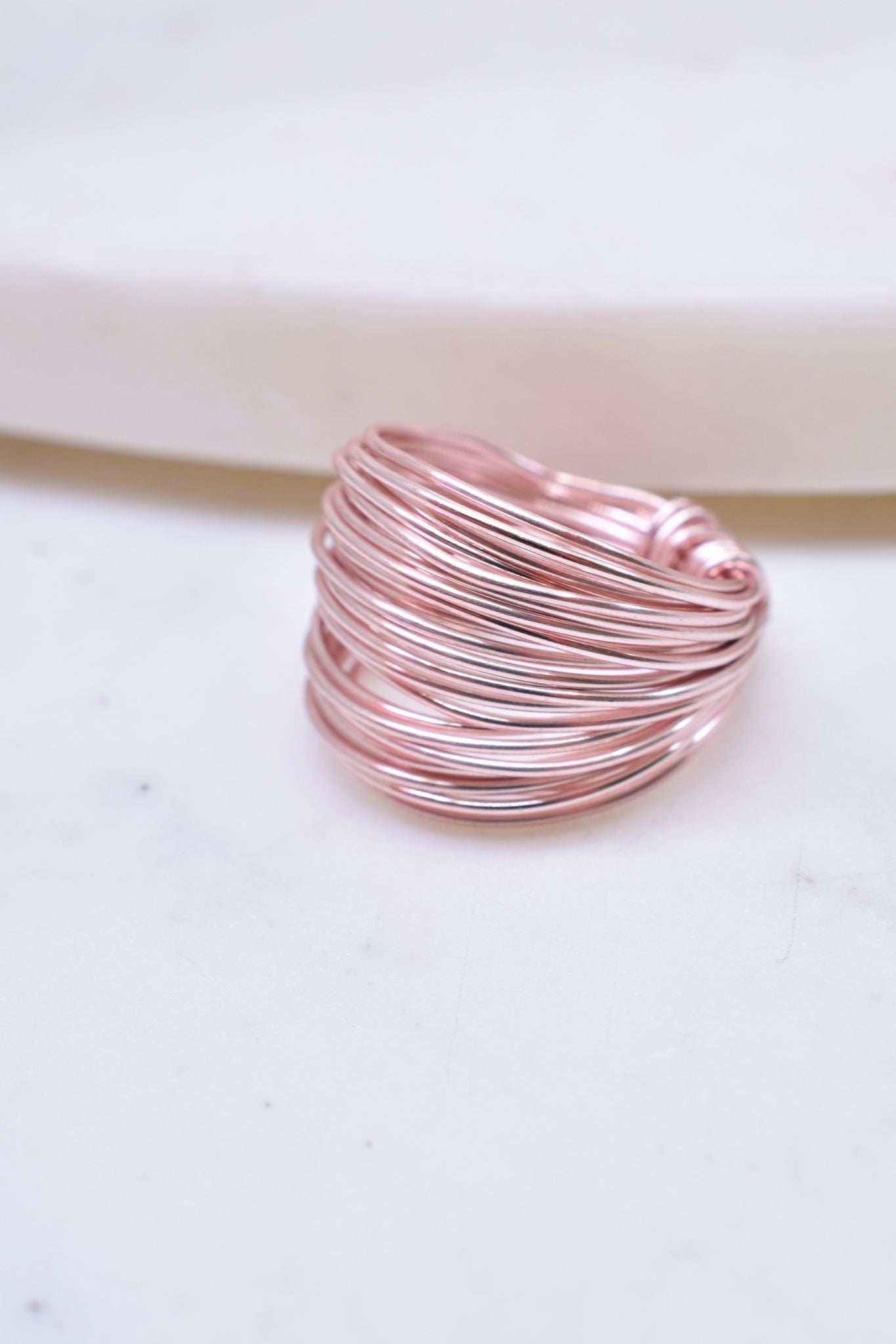 Rose gold wire wrap crystal ring handmade jewelry for women - RoshelLuxe.com