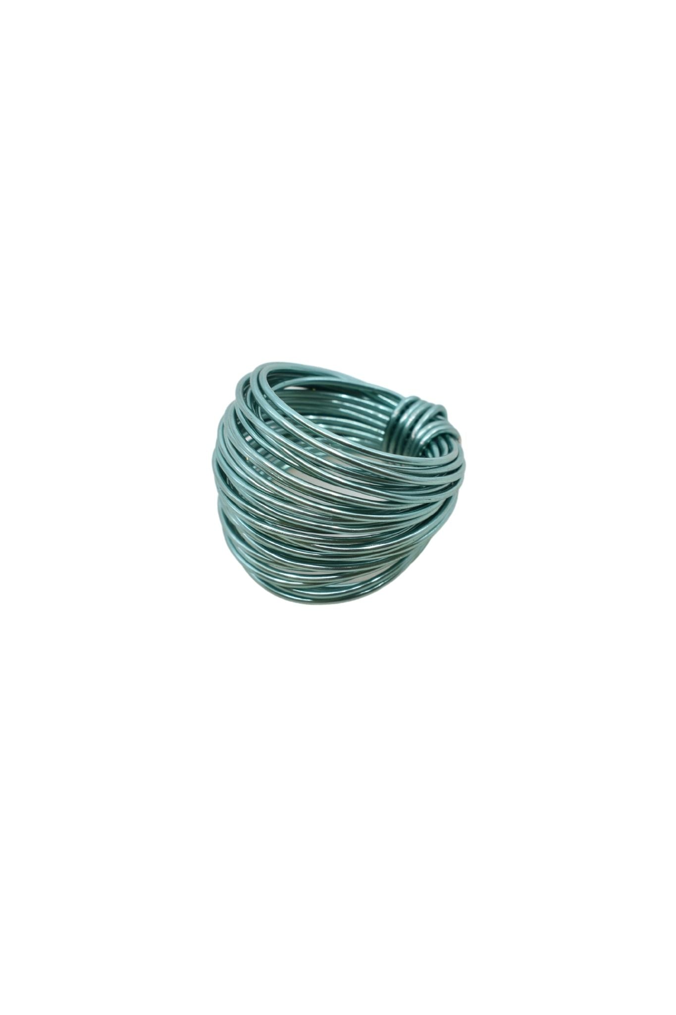 Teal crystal wire wrap ring handmade jewelry for women- RoshelLuxe.com