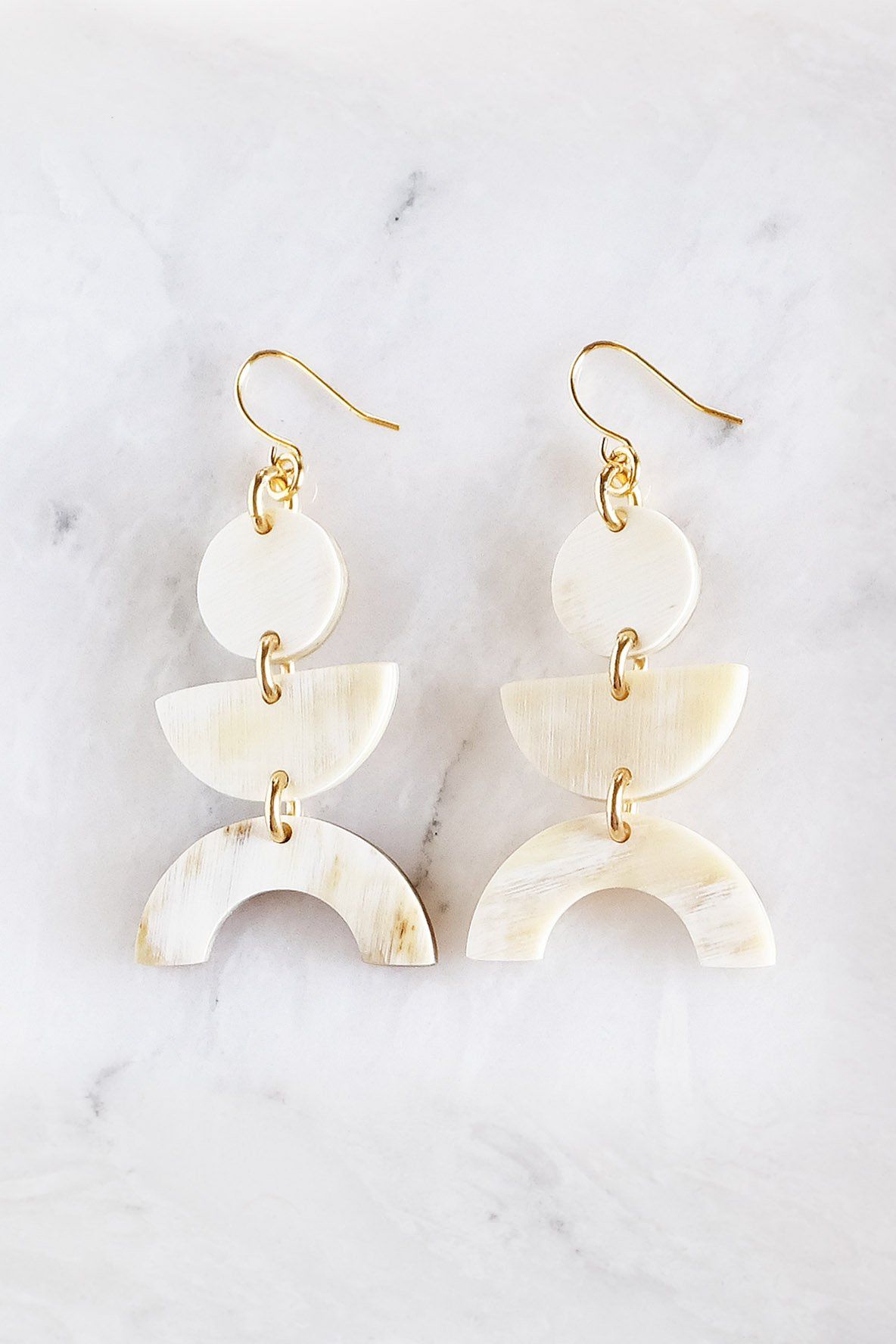 Vui Mung Geometric Buffalo Horn Statement Earrings - RoshelLuxe.com