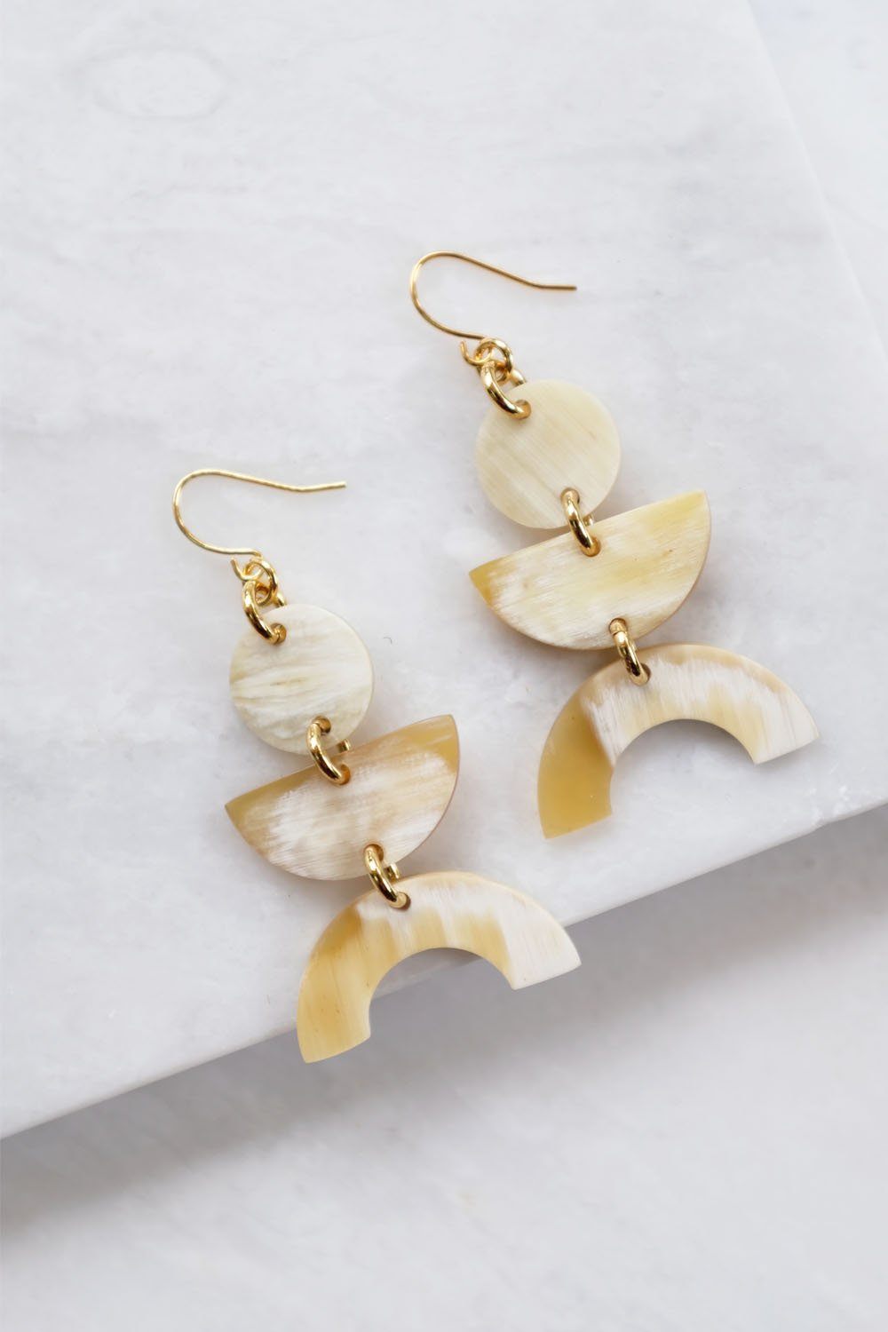 Vui Mung Geometric Buffalo Horn Statement Earrings - RoshelLuxe.com