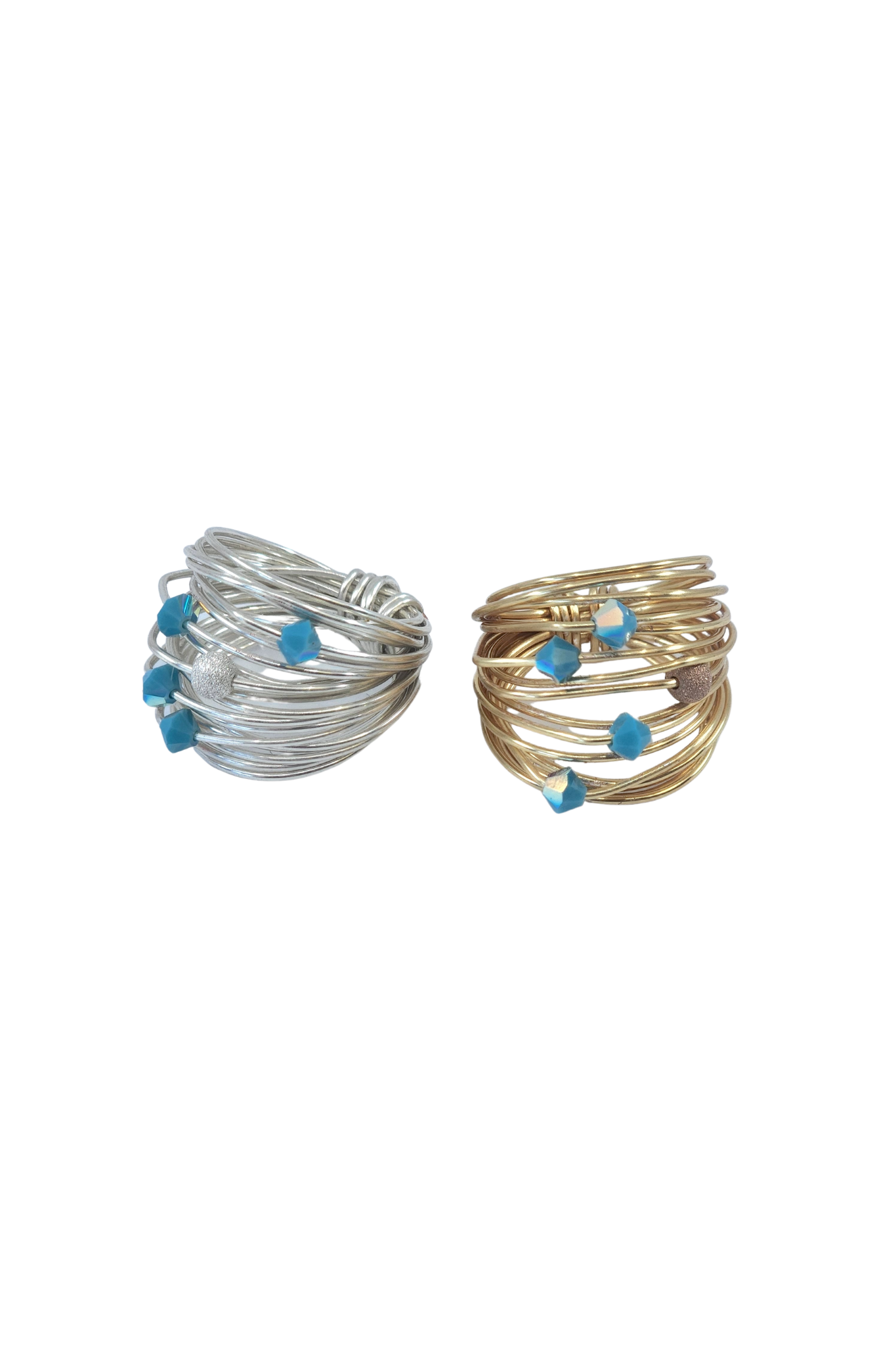  Wire Wrap Ring with Blue Swarovski Crystals - RoshelLuxe.com