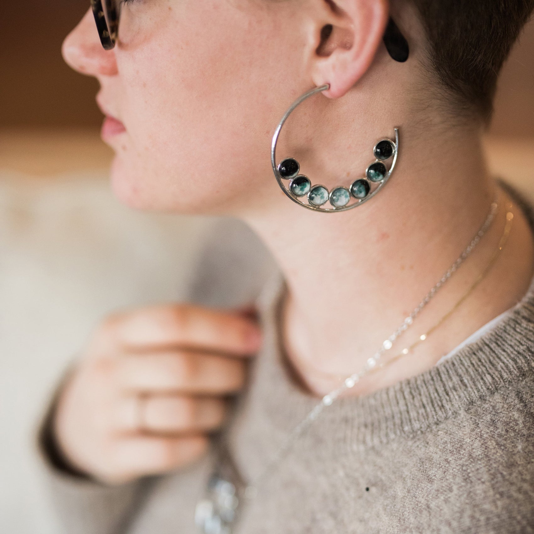 Moon Phase Hoop Earrings - RoshelLuxe.com
