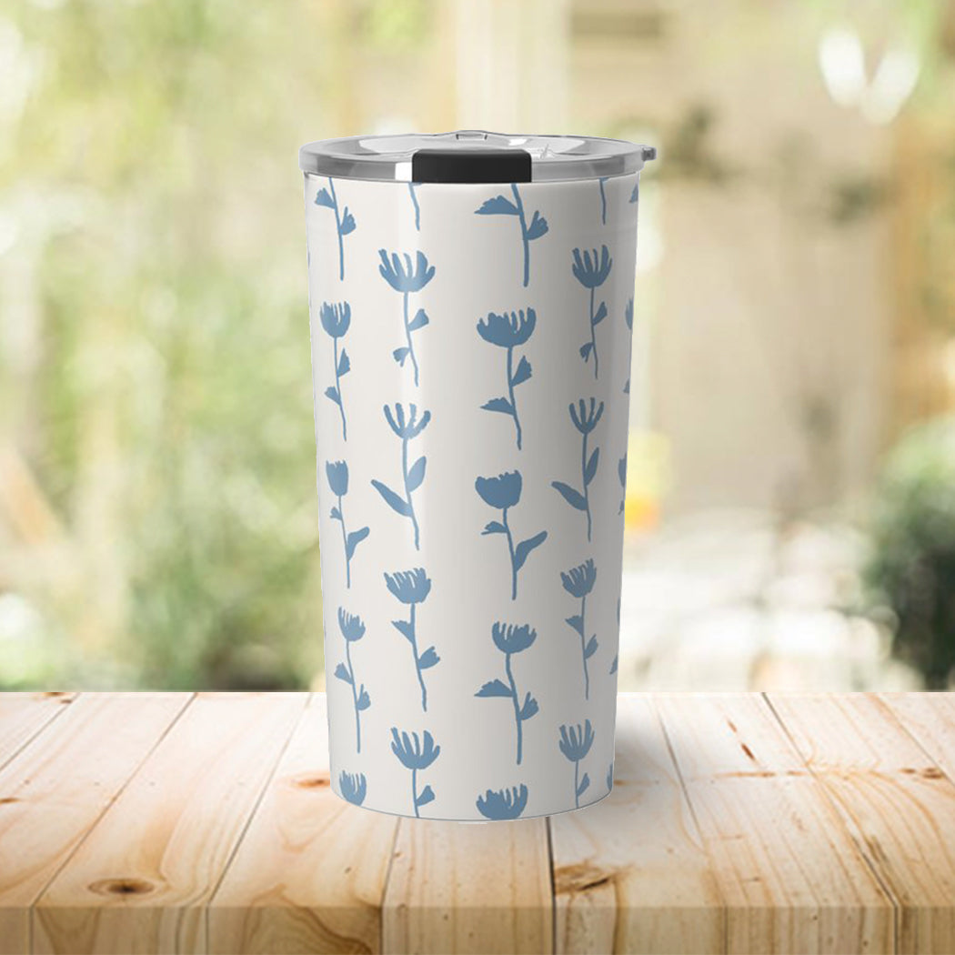 Light Blue Flower Travel Mug