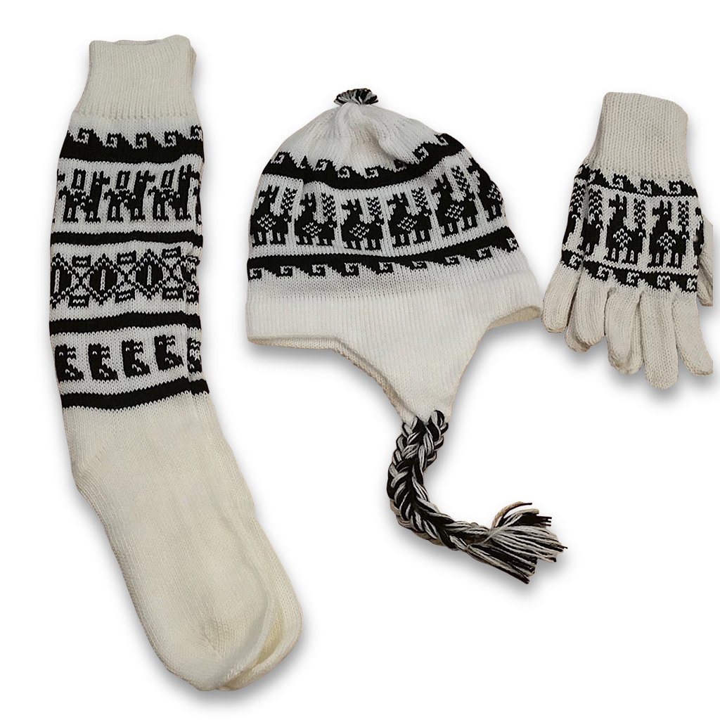 Alpaca Inca Hat, Gloves, Socks set - RoshelLuxe.com