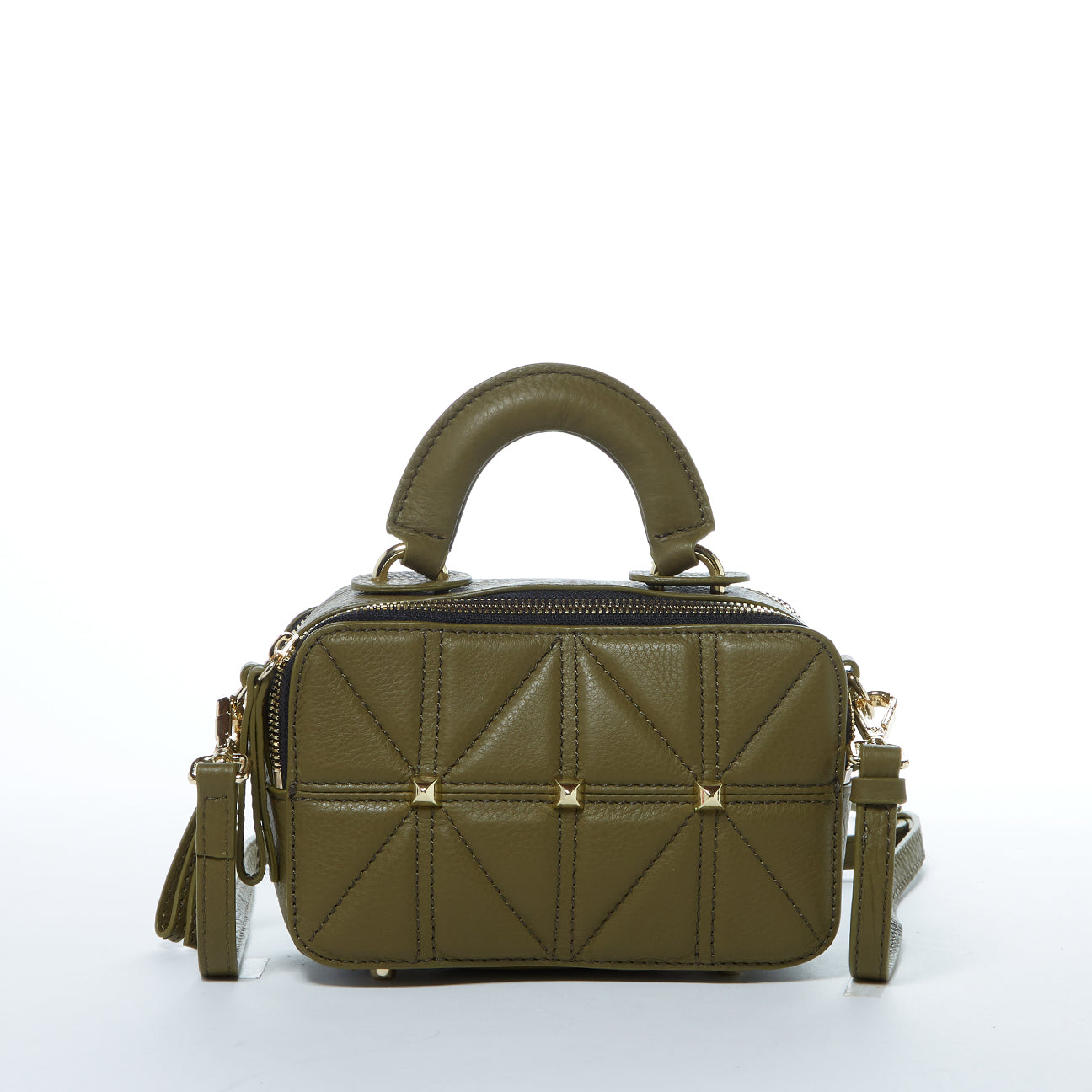 Small Leather Crossbody Bag Olive Green - RoshelLuxe.com
