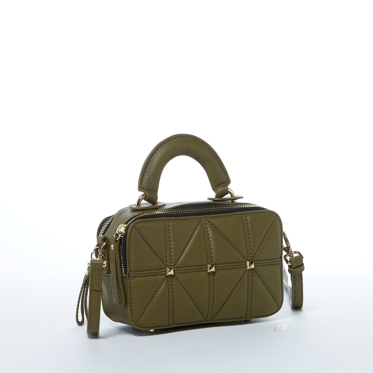 Small Leather Crossbody Bag Olive Green - RoshelLuxe.com