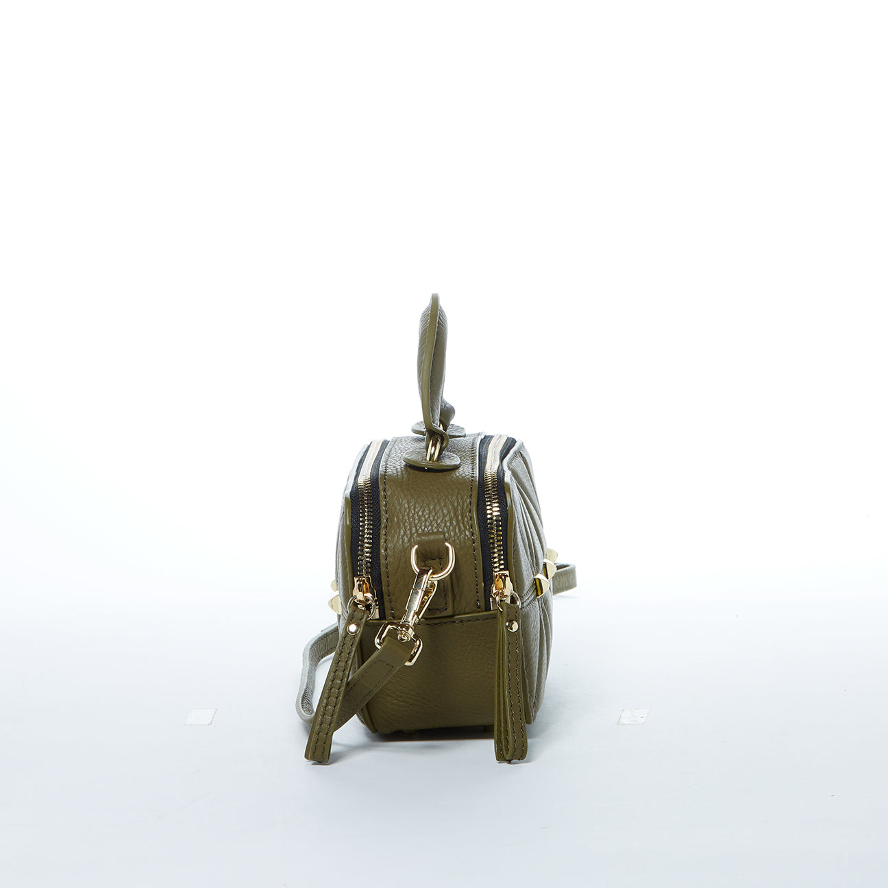 Small Leather Crossbody Bag Olive Green - RoshelLuxe.com