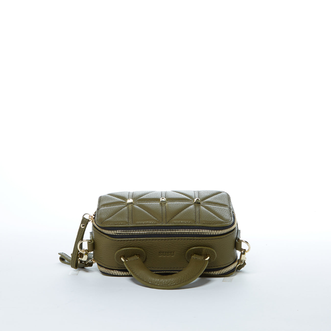 Small Leather Crossbody Bag Olive Green - RoshelLuxe.com