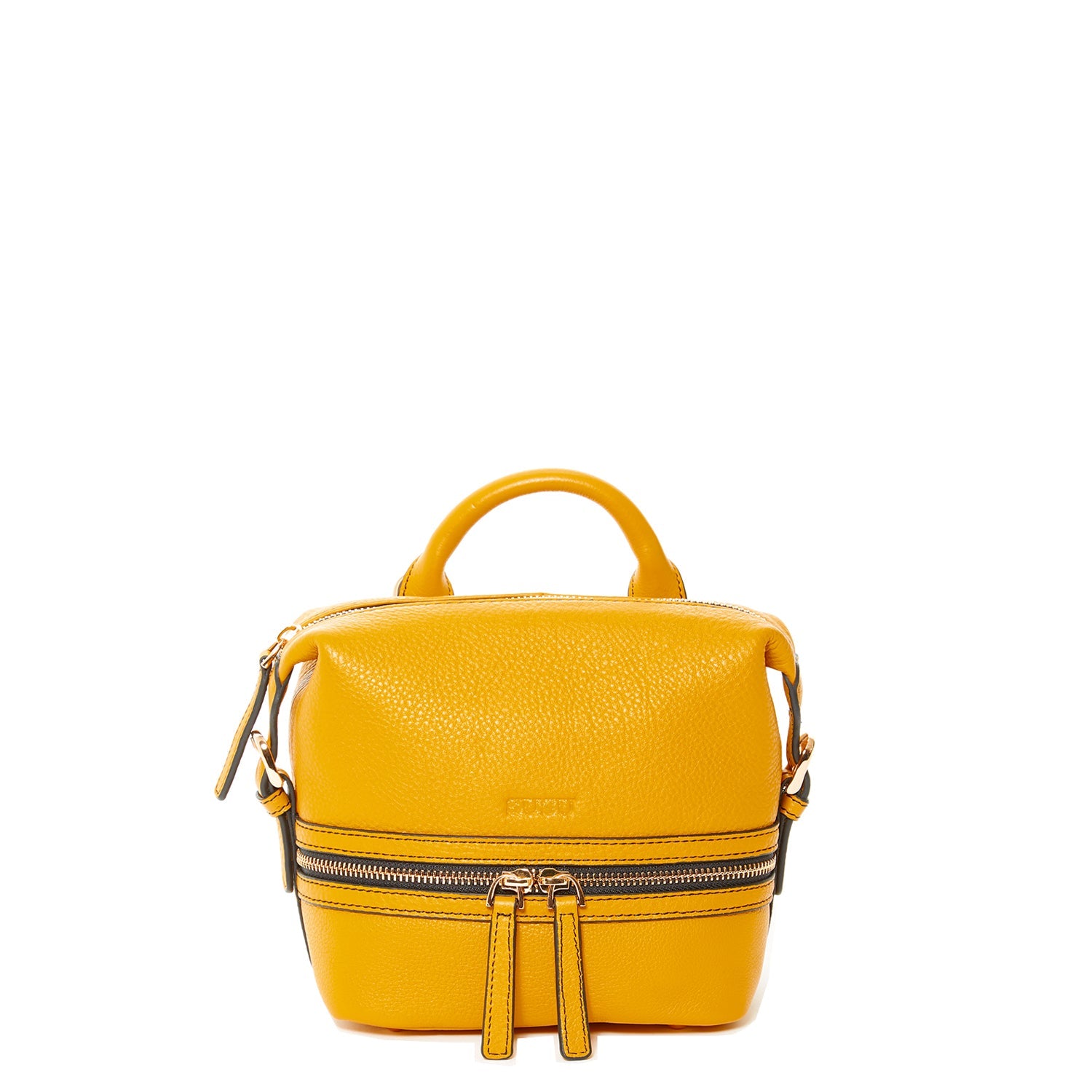 Leather Backpack for Women  Yellow Purse Convertible Crossbody Bag Medium Size with Front and Back Pockets