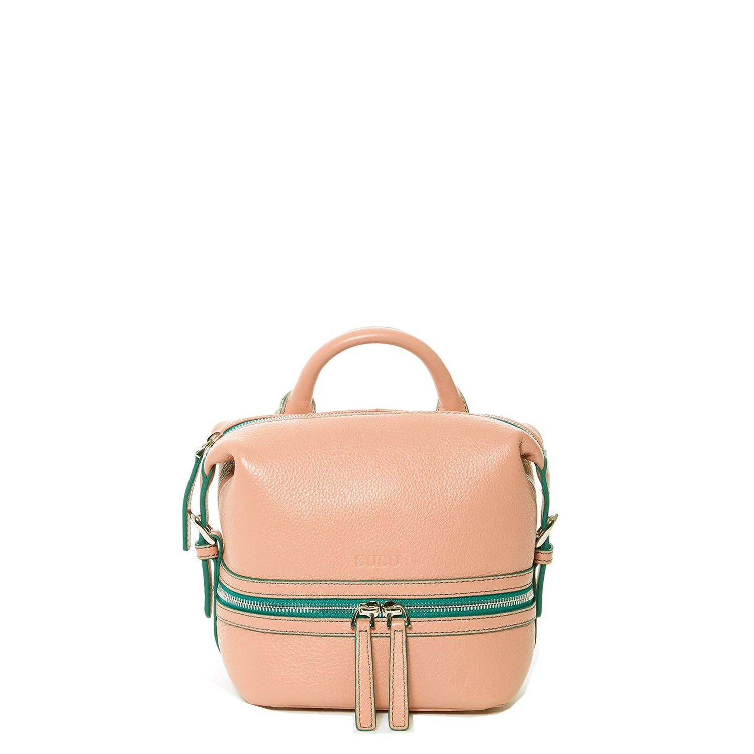 Pink Leather Backpack Purse for Women Convertible Crossbody Bag Medium Size with Front and Back Pockets