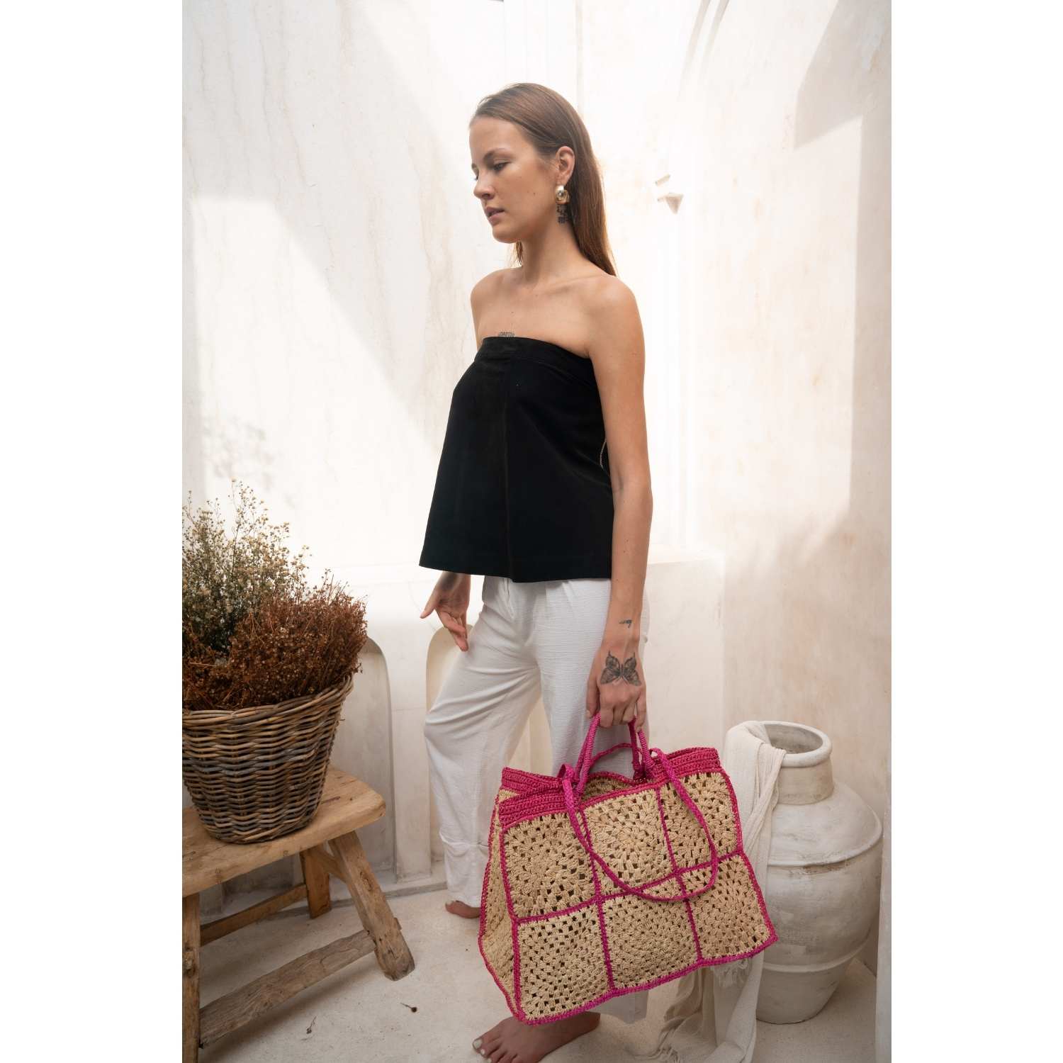 Carrey Raffia Tote bag - RoshelLuxe.com