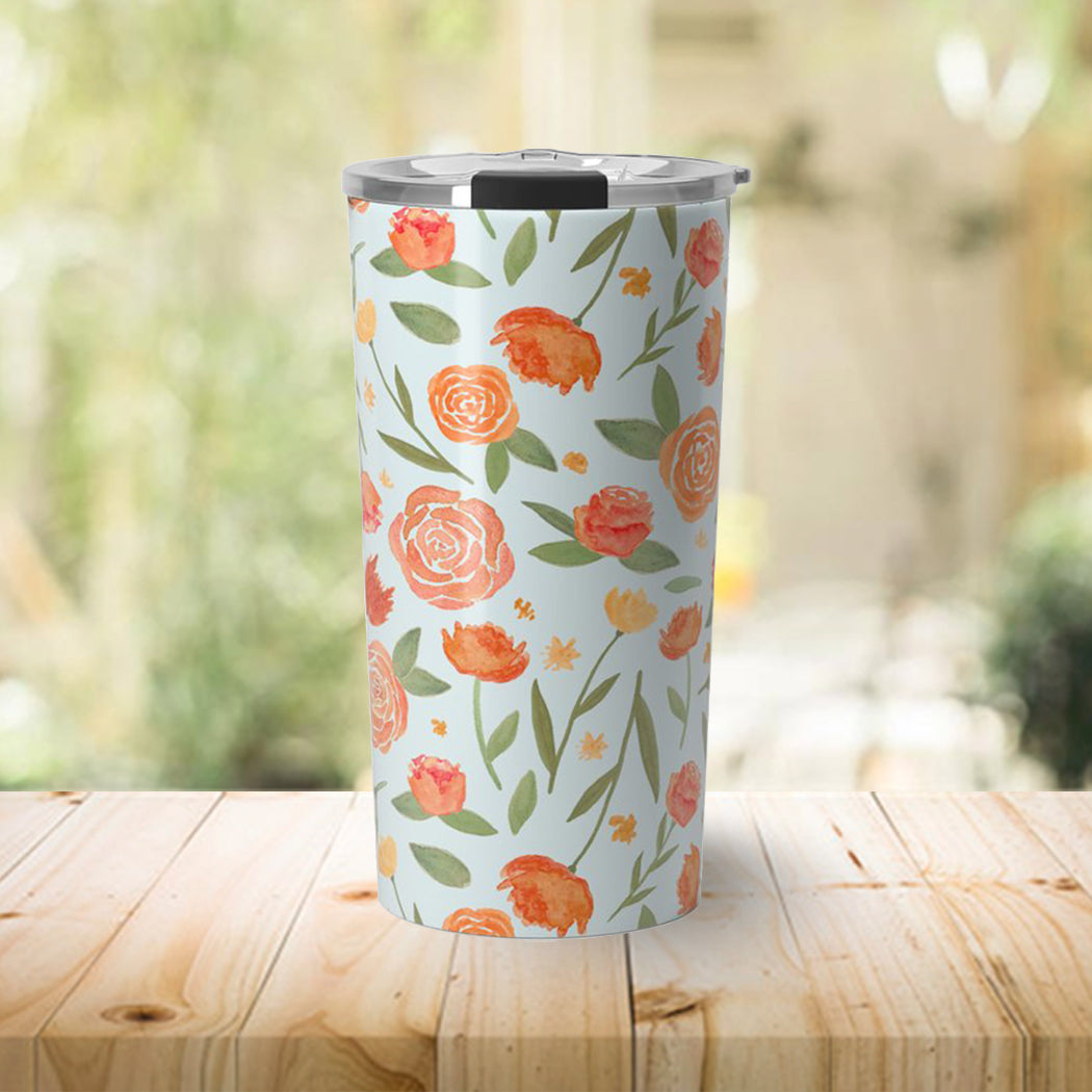 Burnt Orange Floral Travel Mug - RoshelLuxe.com
