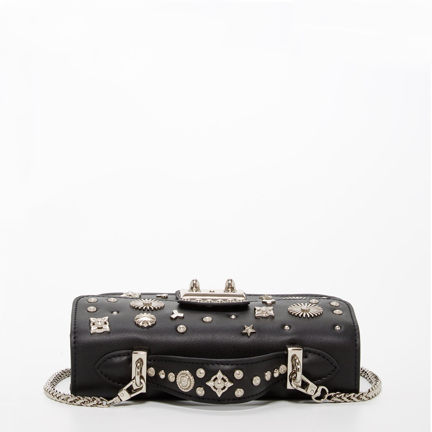 Studded Small Leather Crossbody Bag Black Purse - RoshelLuxe.com