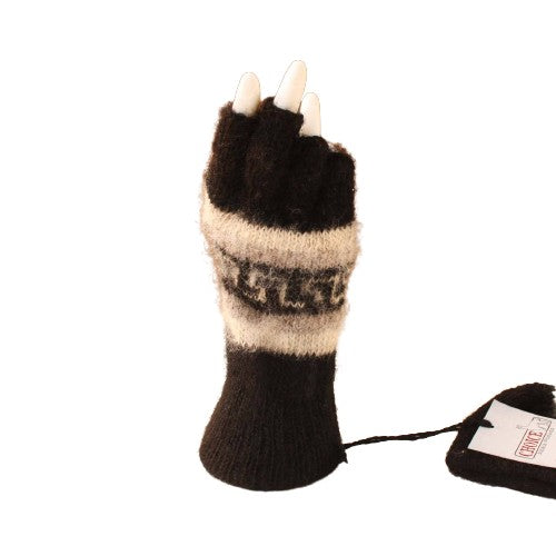 Brushed Pattern Fingerless Alpaca Gloves - RoshelLuxe.com