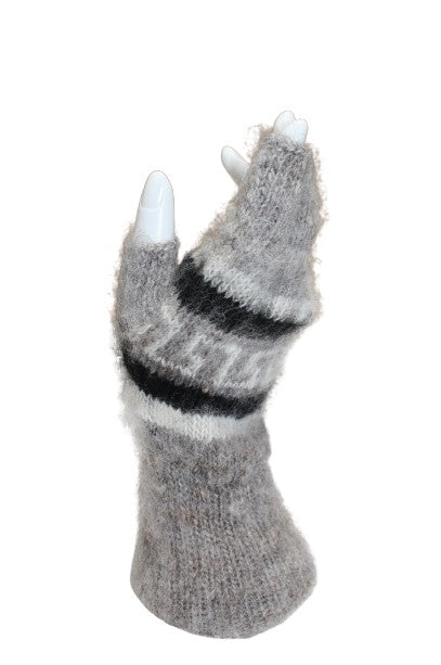 Brushed Pattern Fingerless Alpaca Gloves - RoshelLuxe.com
