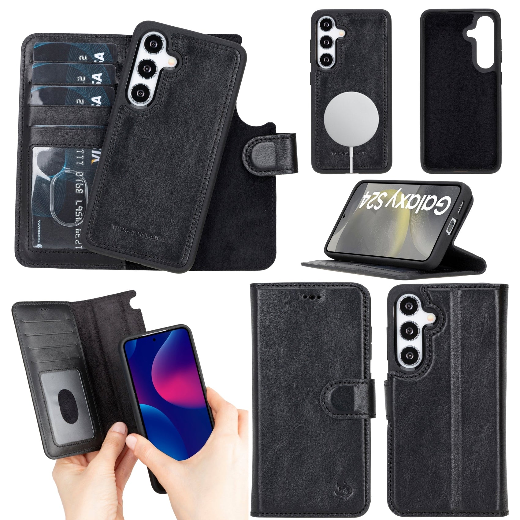 Buffalo Leather Samsung Galaxy S24 Plus Wallet with Detachable Case - RoshelLuxe.com