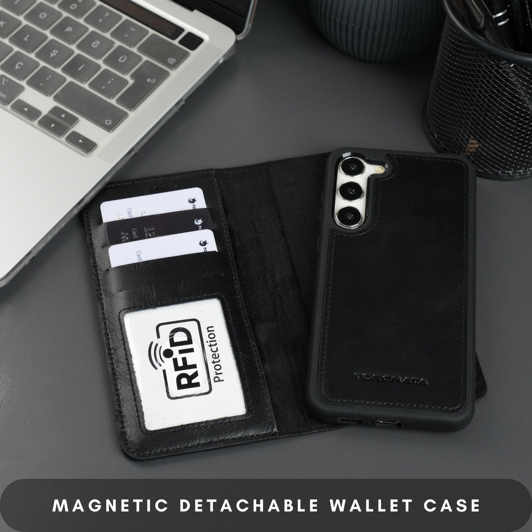 Buffalo Leather Samsung Galaxy S24 Plus Wallet with Detachable Case - RoshelLuxe.com