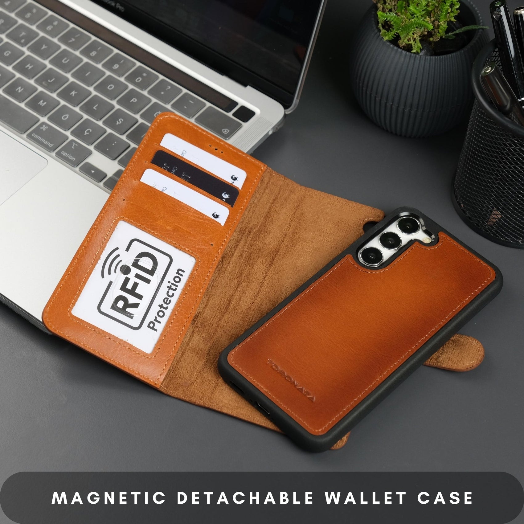 Buffalo Leather Samsung Galaxy S24 Plus Wallet with Detachable Case - RoshelLuxe.com