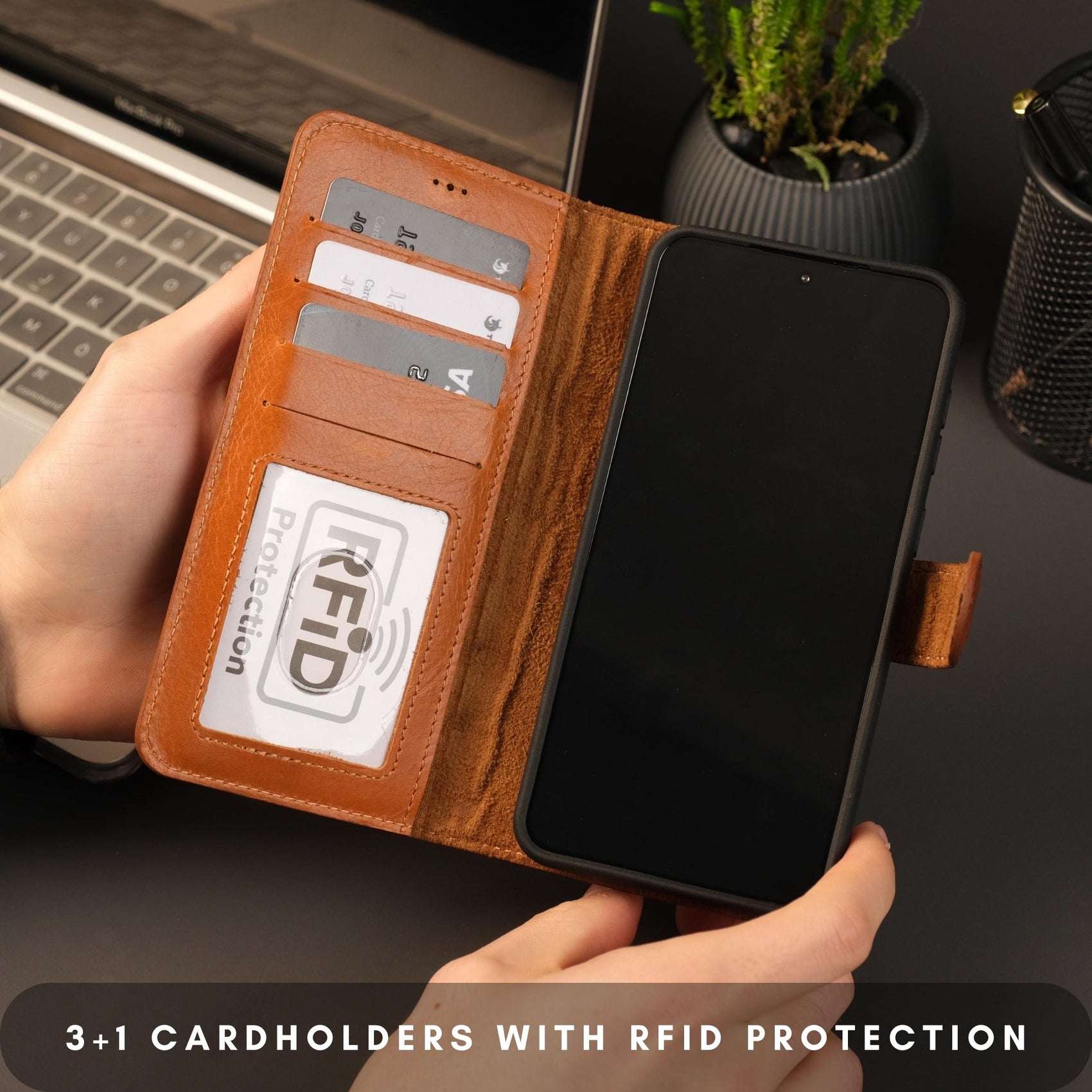 Buffalo Leather Samsung Galaxy S24 Plus Wallet with Detachable Case - RoshelLuxe.com