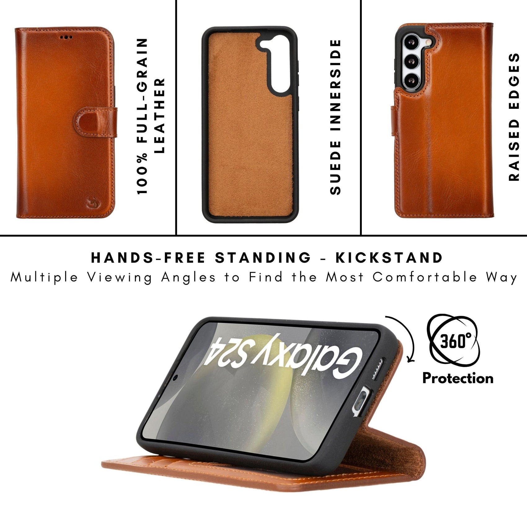 Buffalo Leather Samsung Galaxy S24 Plus Wallet with Detachable Case - RoshelLuxe.com