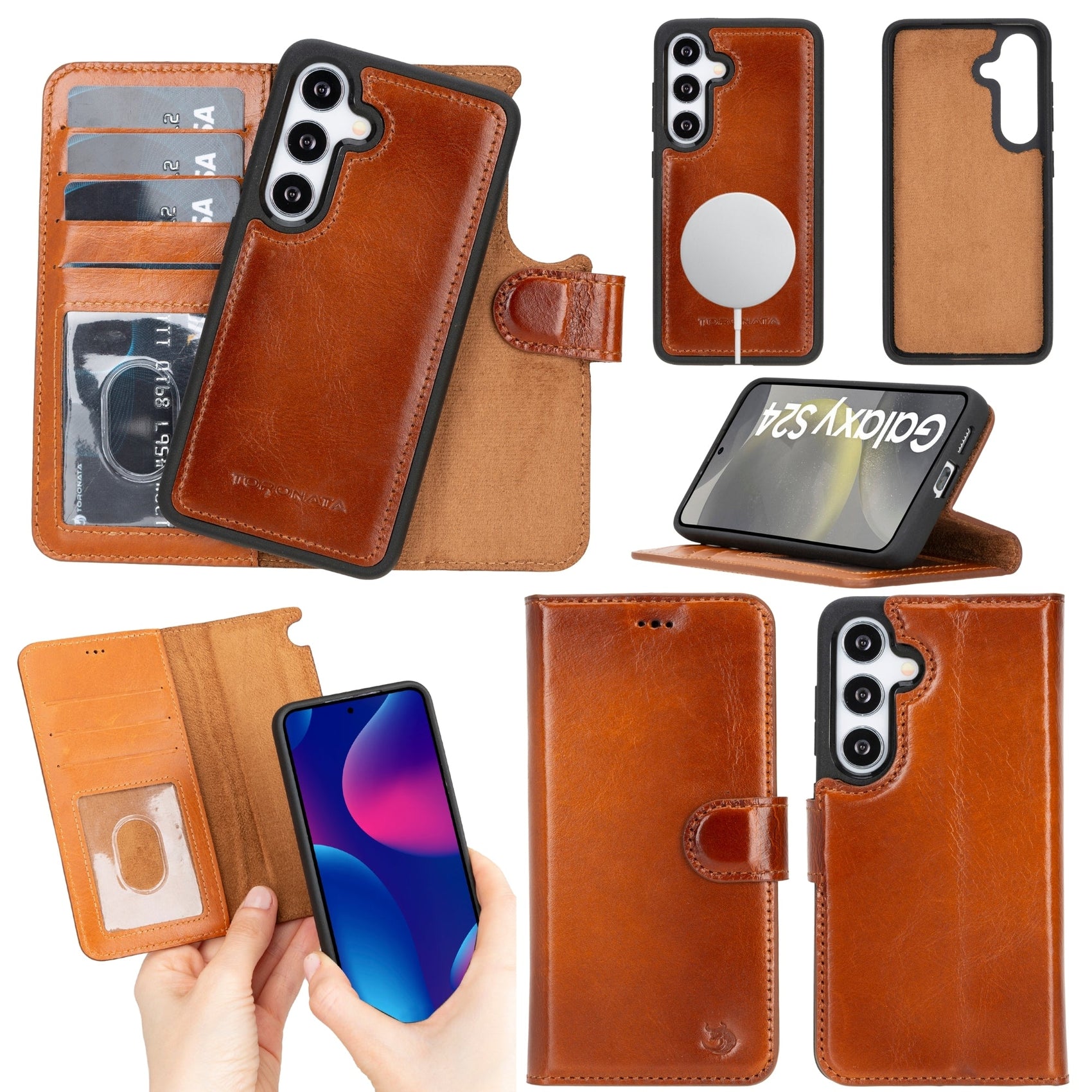 Buffalo Leather Samsung Galaxy S24 Plus Wallet with Detachable Case - RoshelLuxe.com