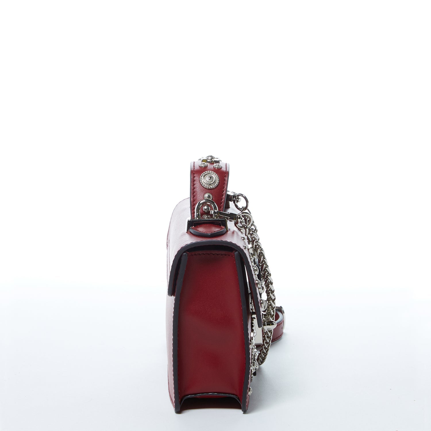 Studded Small Leather Crossbody Bag Burgundy Purse  Women's Handbag - RoshelLuxe.com
