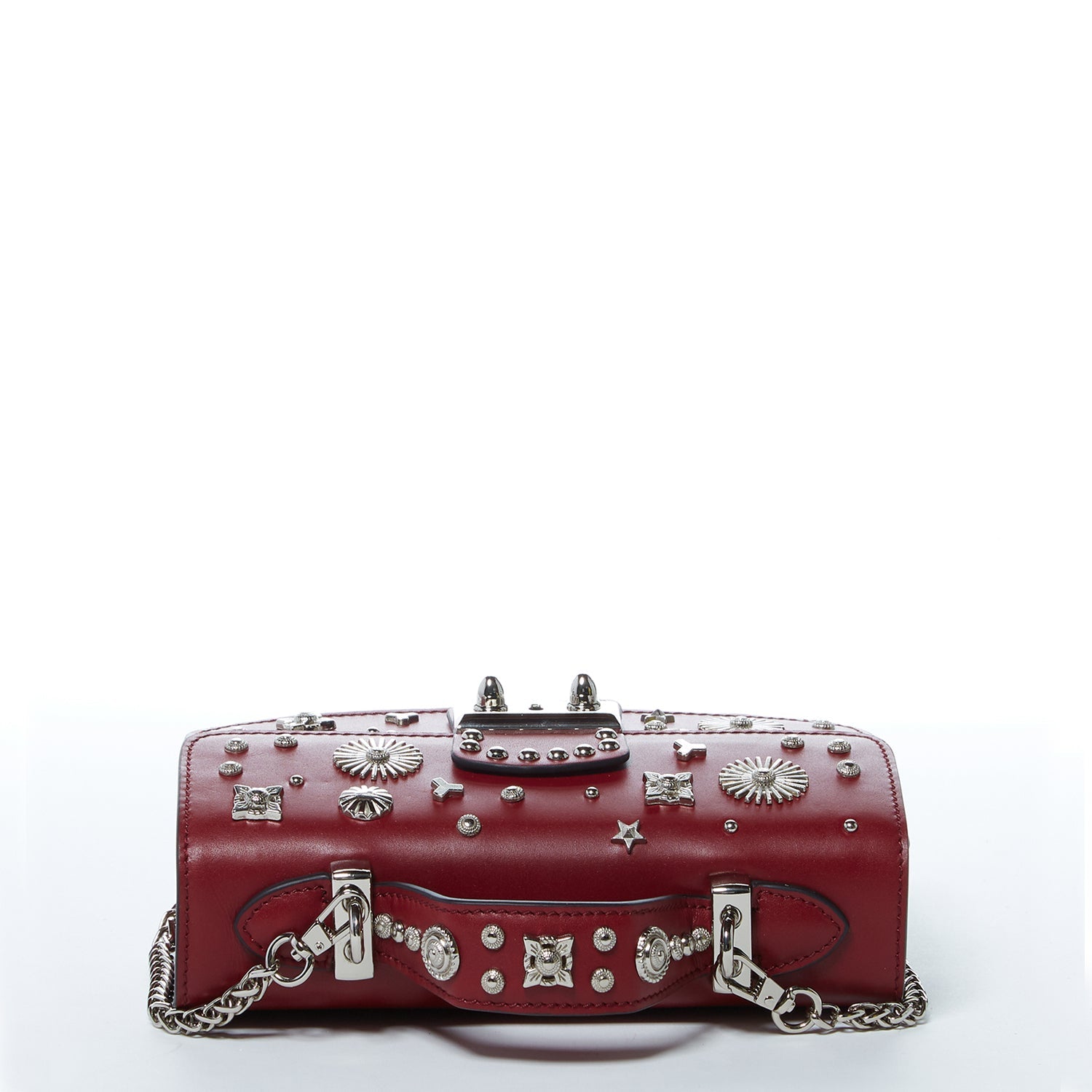 Studded Small Leather Crossbody Bag Burgundy Purse  Women's Handbag