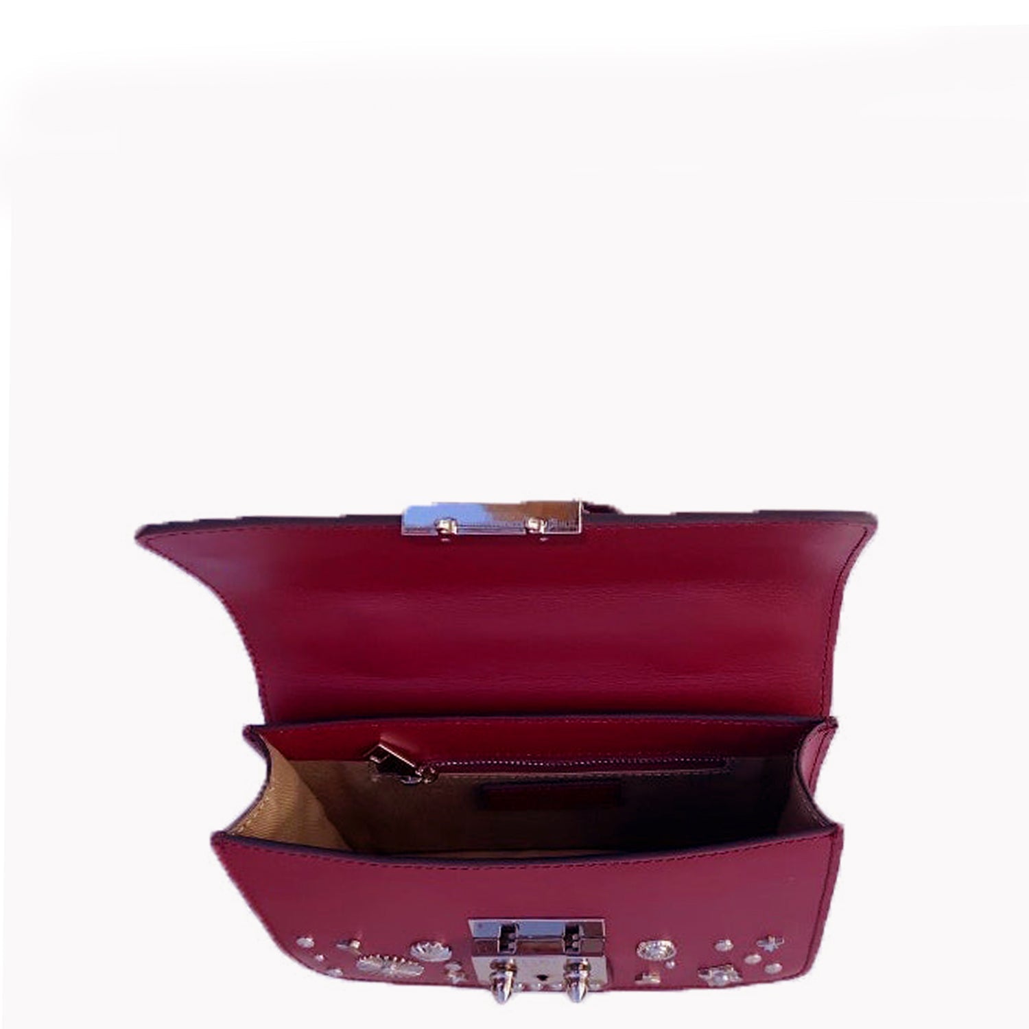 Studded Small Leather Crossbody Bag Burgundy Purse  Women's Handbag - RoshelLuxe.com