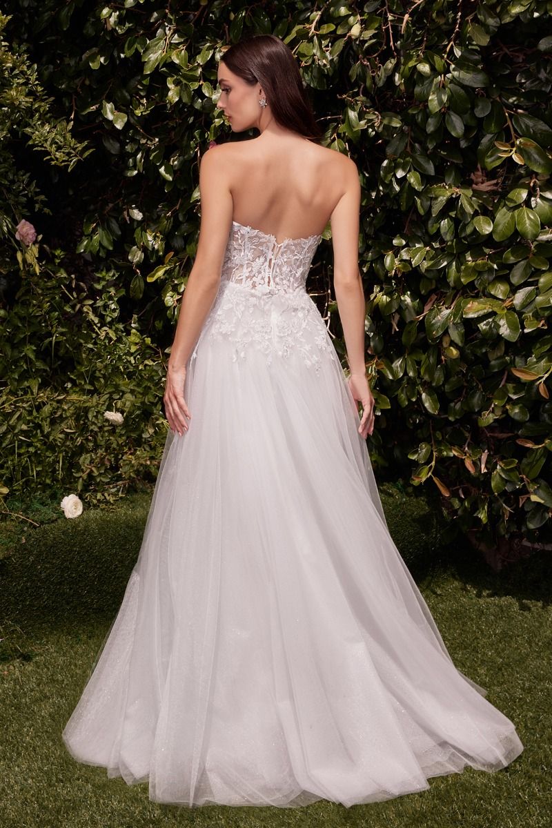 Strapless A-Line Lace & Tulle Wedding Dress - RoshelLuxe.com