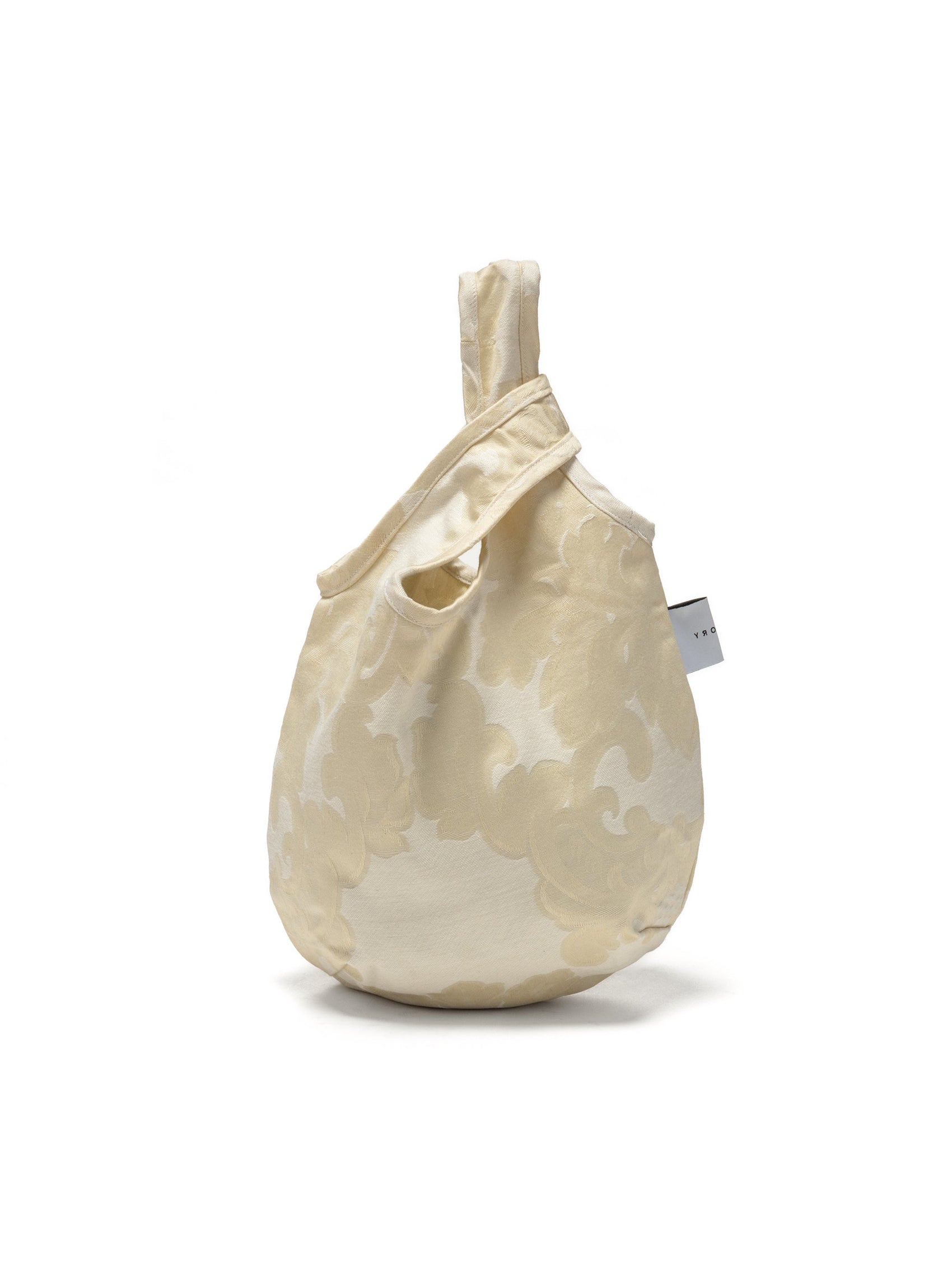 egg tote - vintage jacquard botanical cream - RoshelLuxe.com