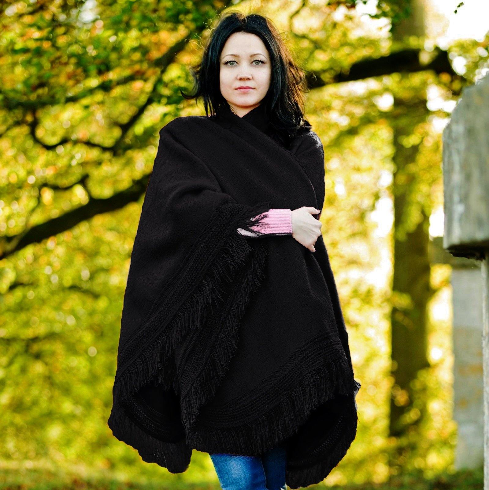 Cape Wrap Solid Alpaca Poncho - RoshelLuxe.com